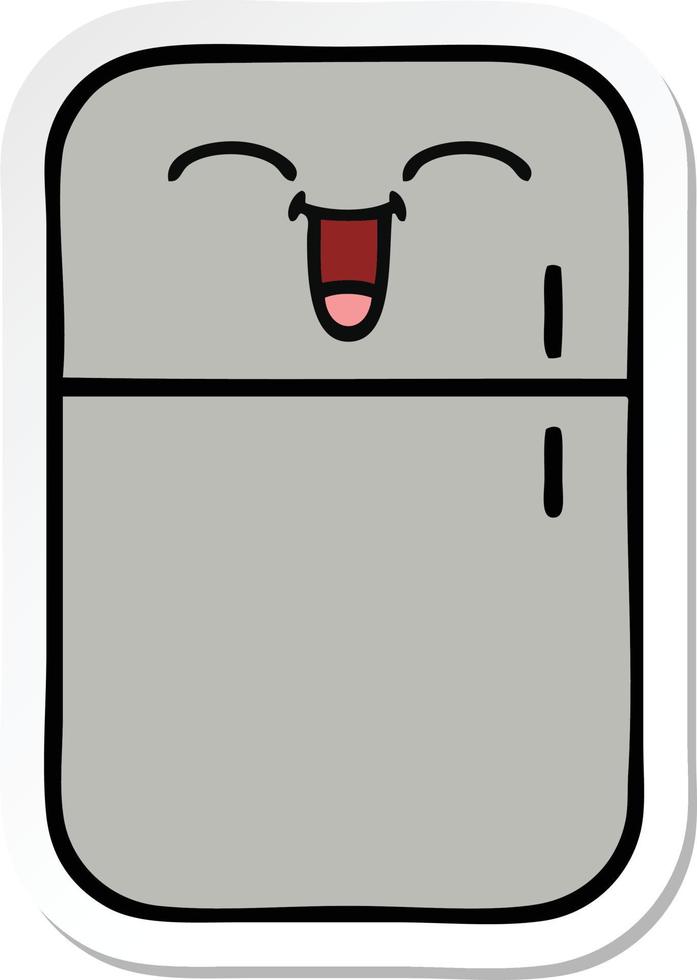 sticker of a cute cartoon fridge freezer vector