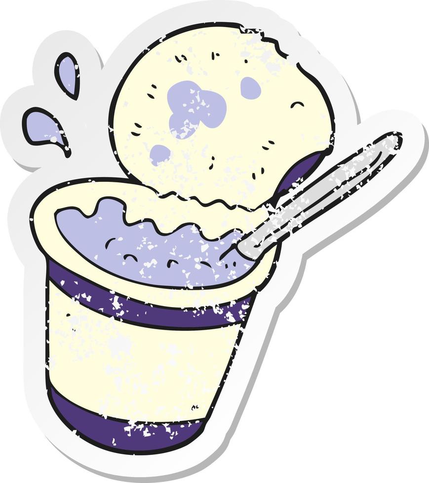 retro distressed sticker of a carton yogurt vector