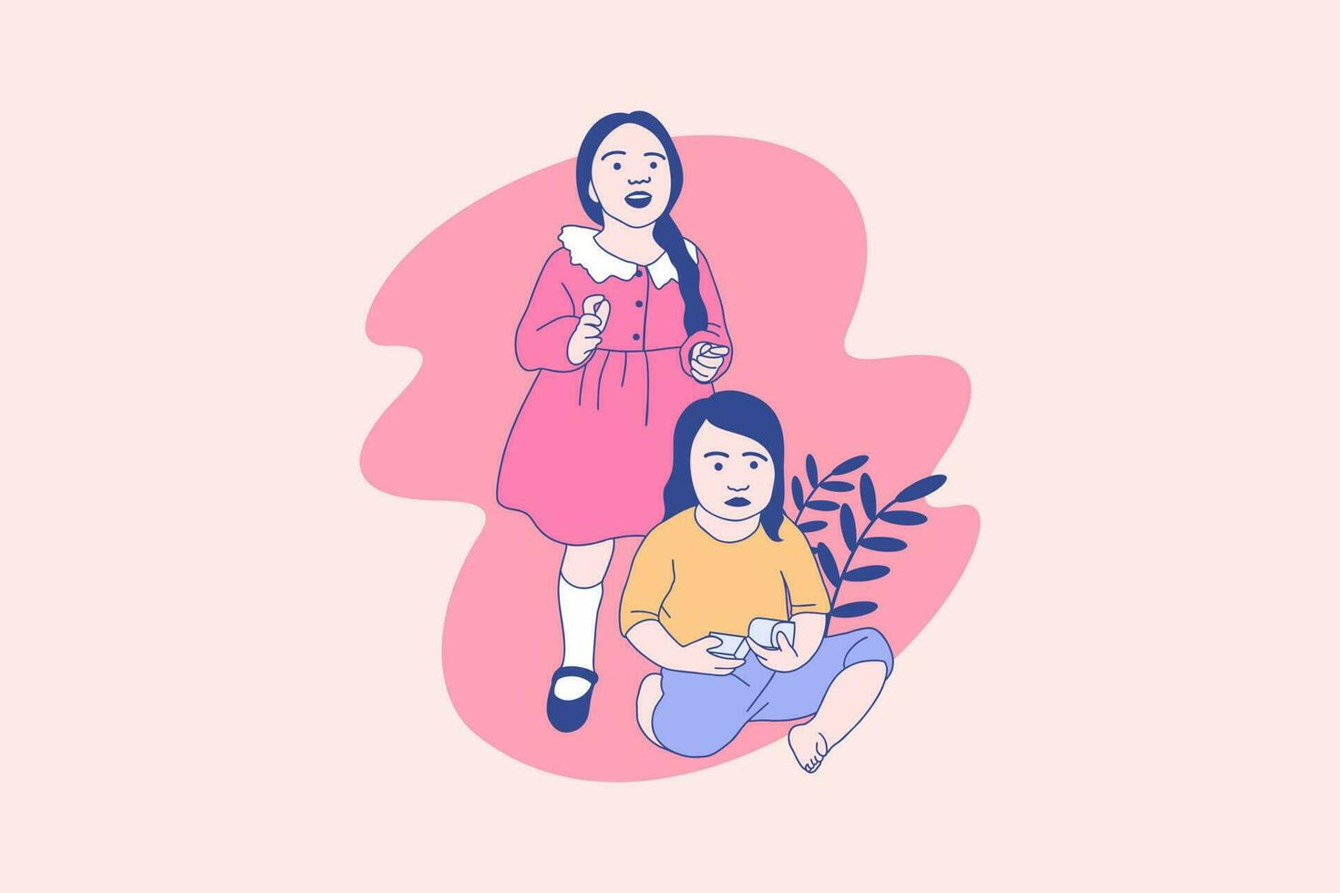 ilustraciones de dos hermosas niñas para el concepto de diseño del día internacional de la niña vector