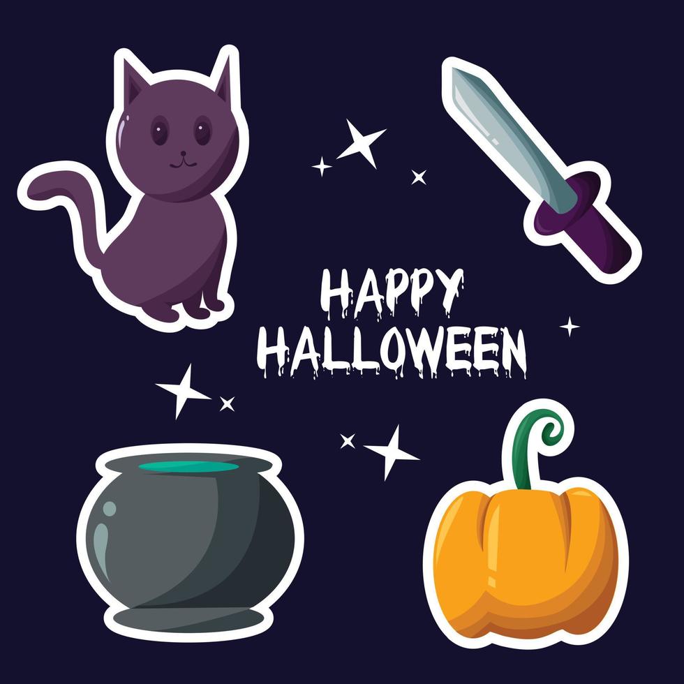 Happy halloween sticker set collection vector