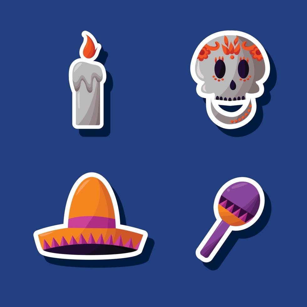 Dia De Muertos Sticker Set vector