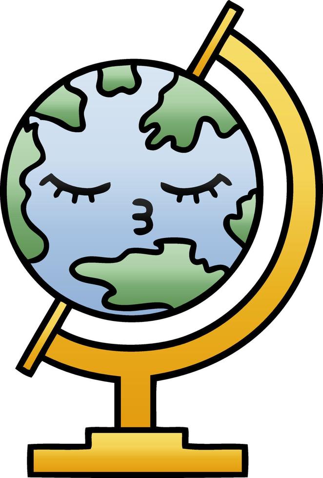 gradient shaded cartoon globe of the world vector