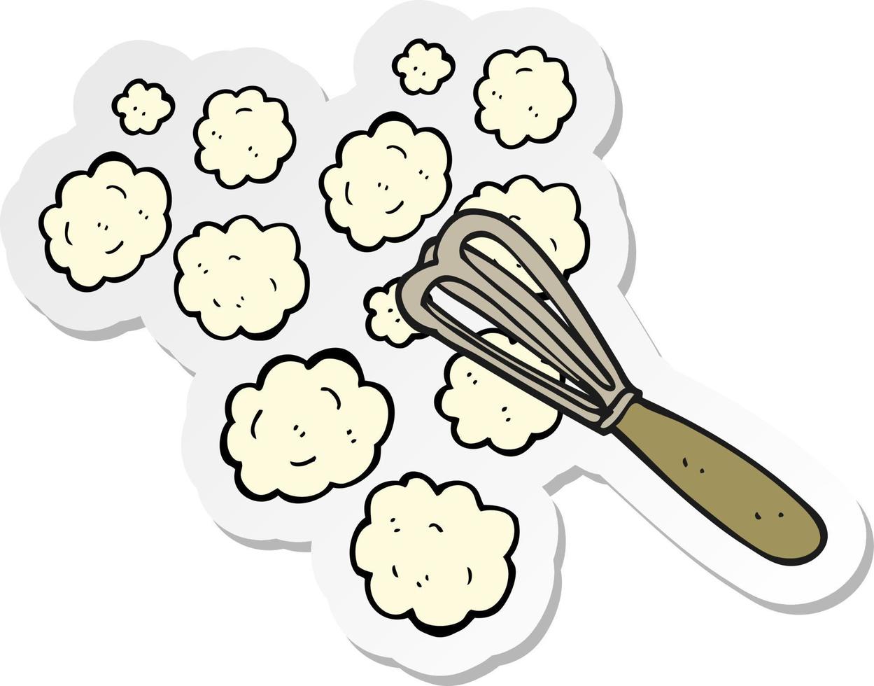 sticker of a cartoon whisk vector