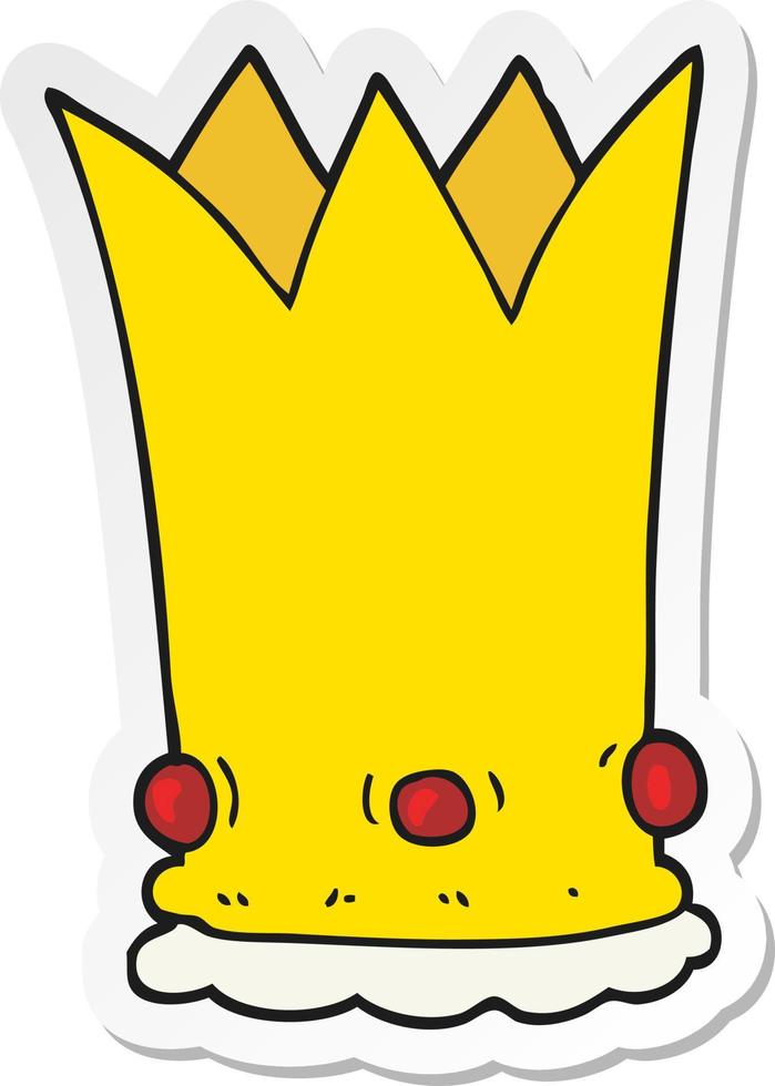 sticker of a cartoon crown vector