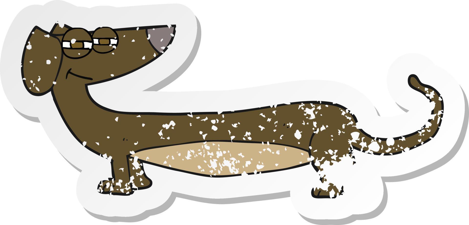 retro distressed sticker of a cartoon dachshund vector