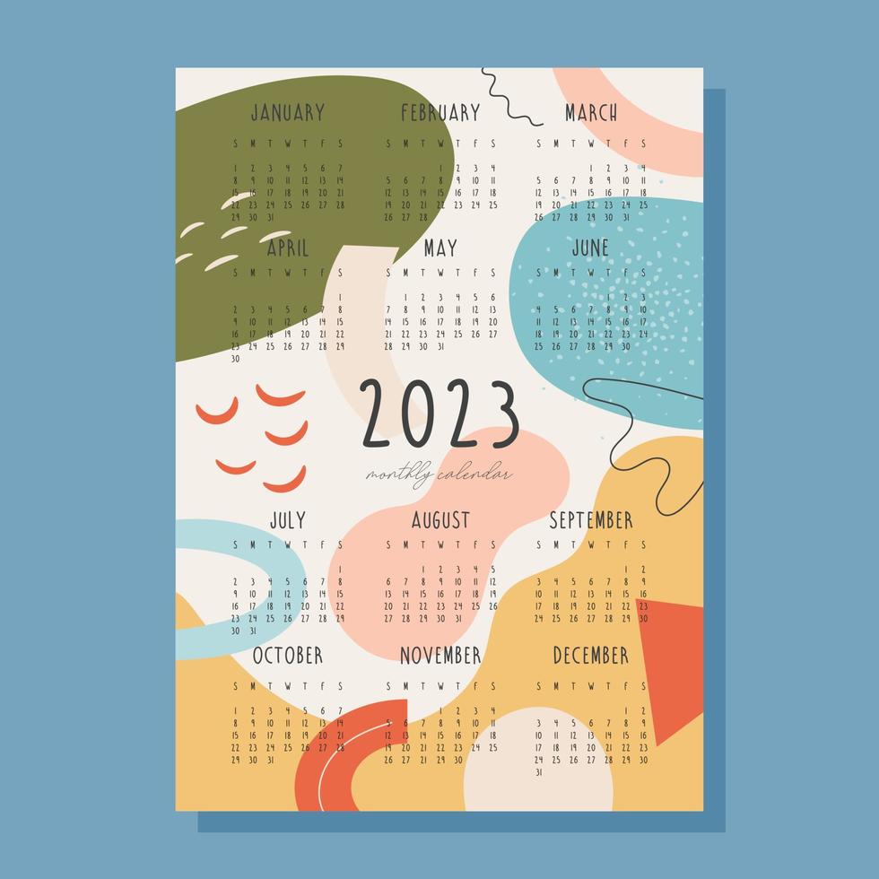 2023 monthly calendar concept vector