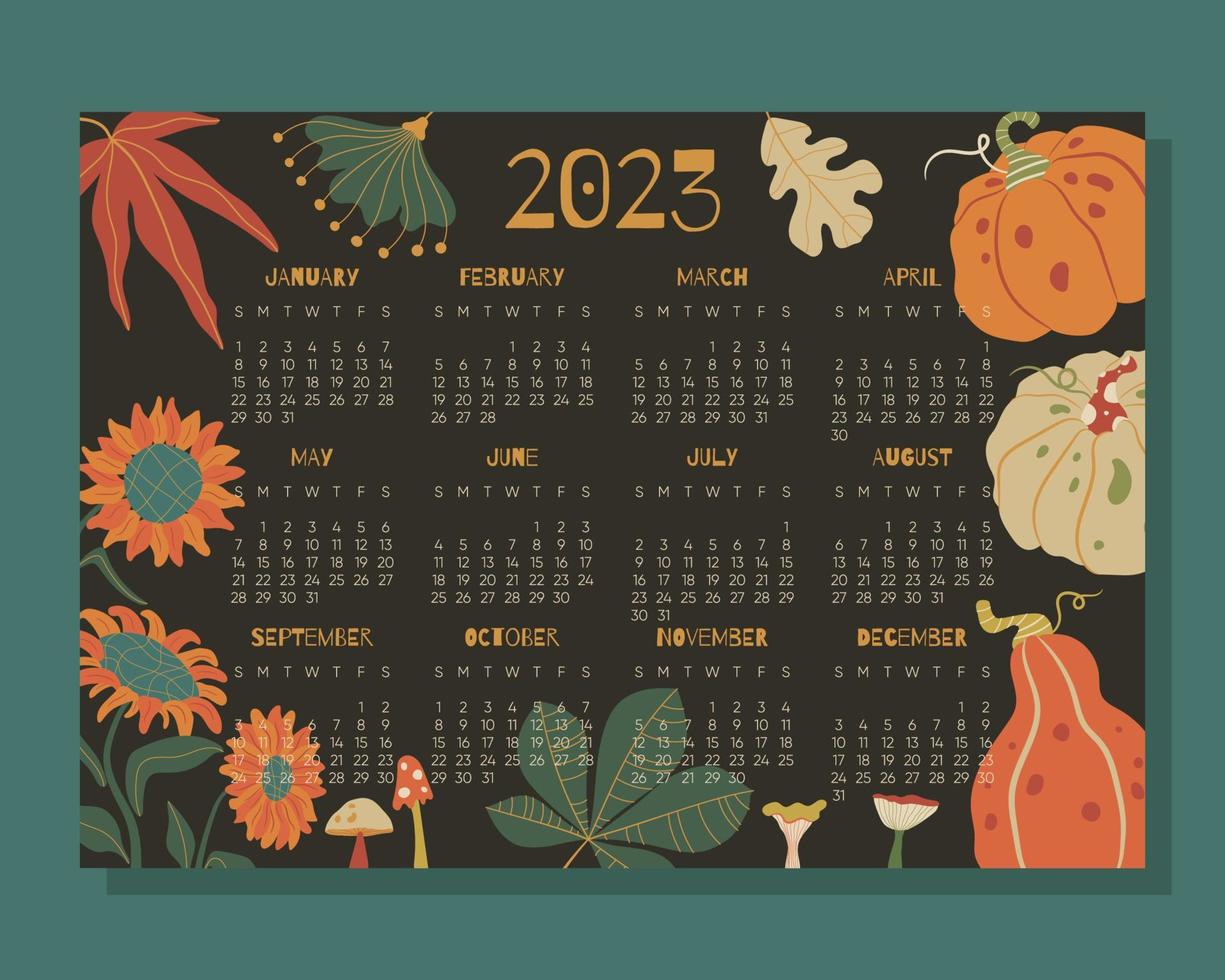 2023 monthly calendar concept vector