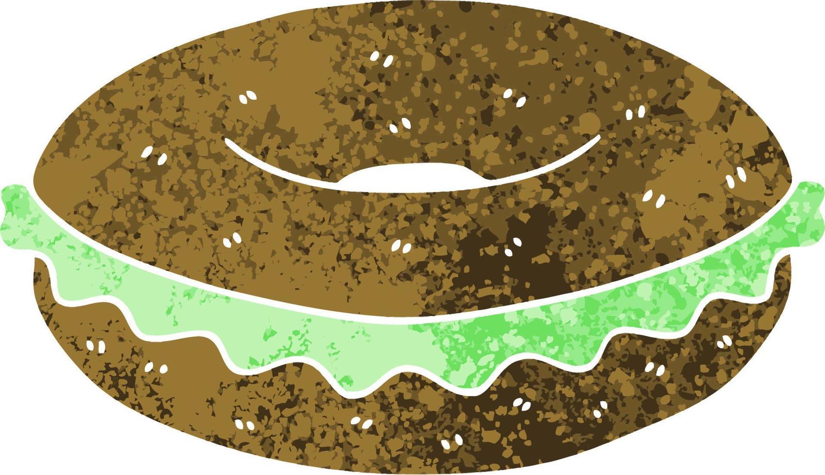 quirky retro illustration style cartoon bagel vector