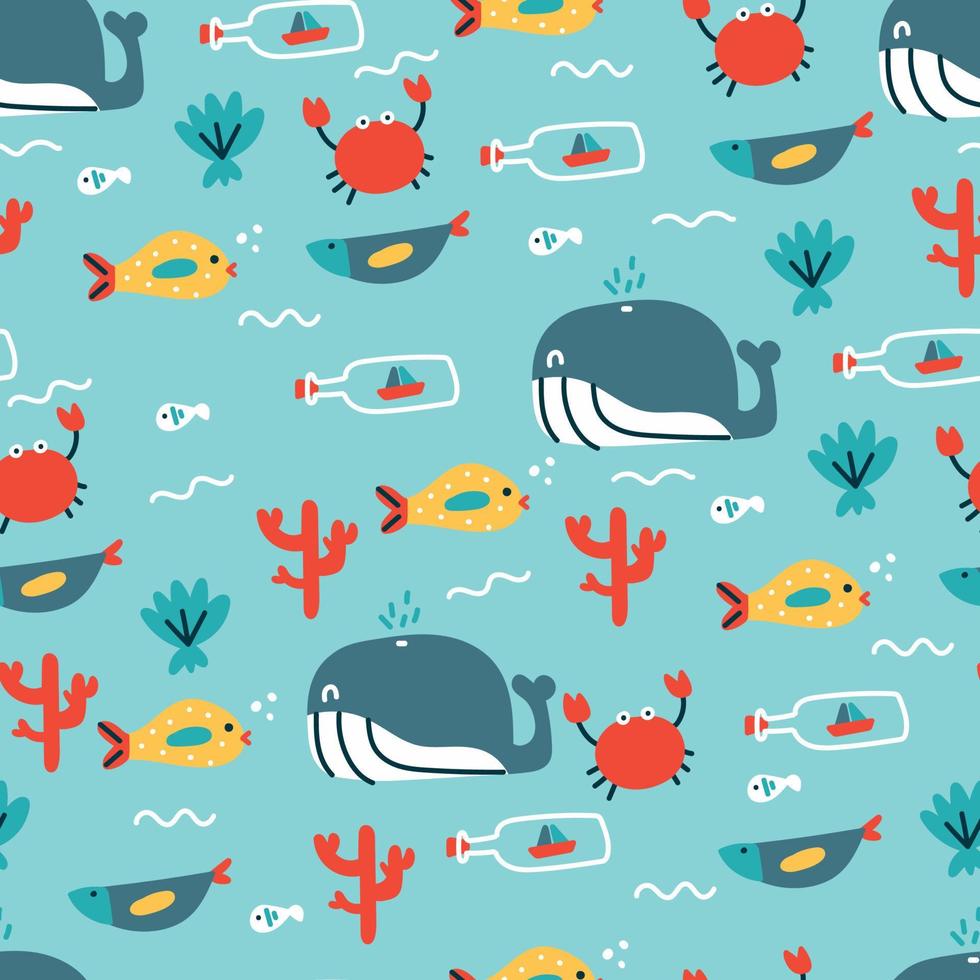 Cute Seamless Ocean Pattern vector