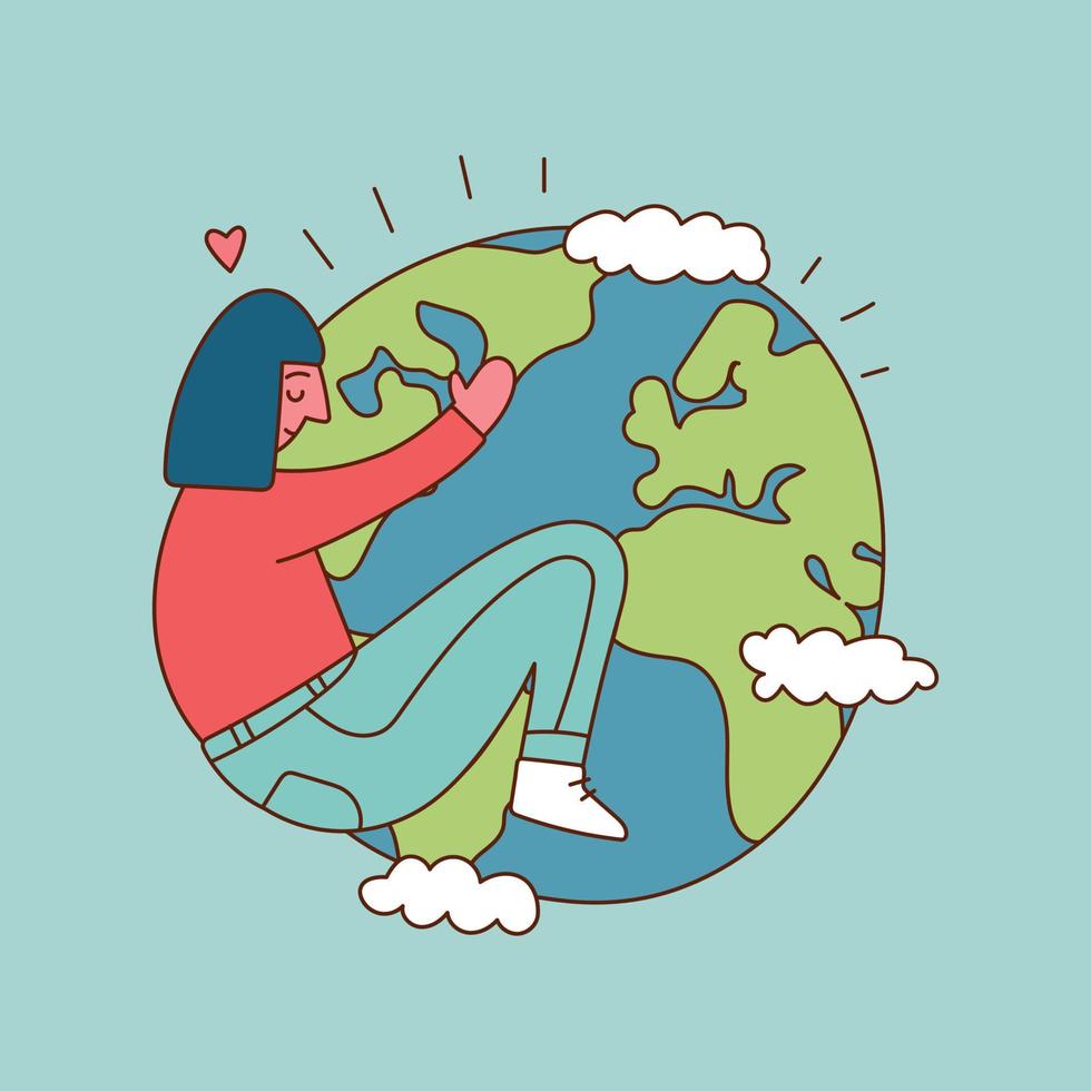 Woman Hugging the Earth vector