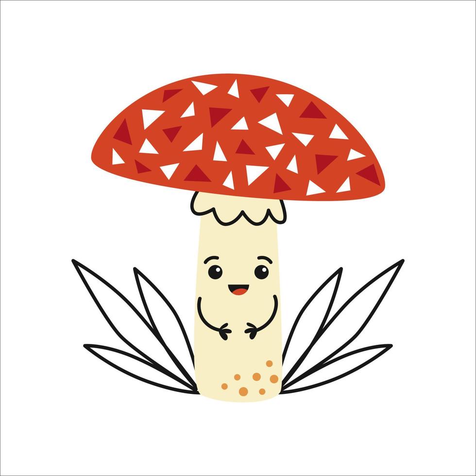 Cute amanita character vector illustration