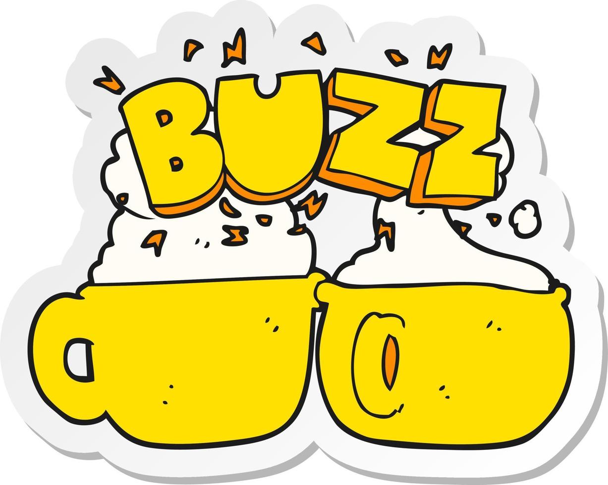 sticker of a cartoon coffee cups vector