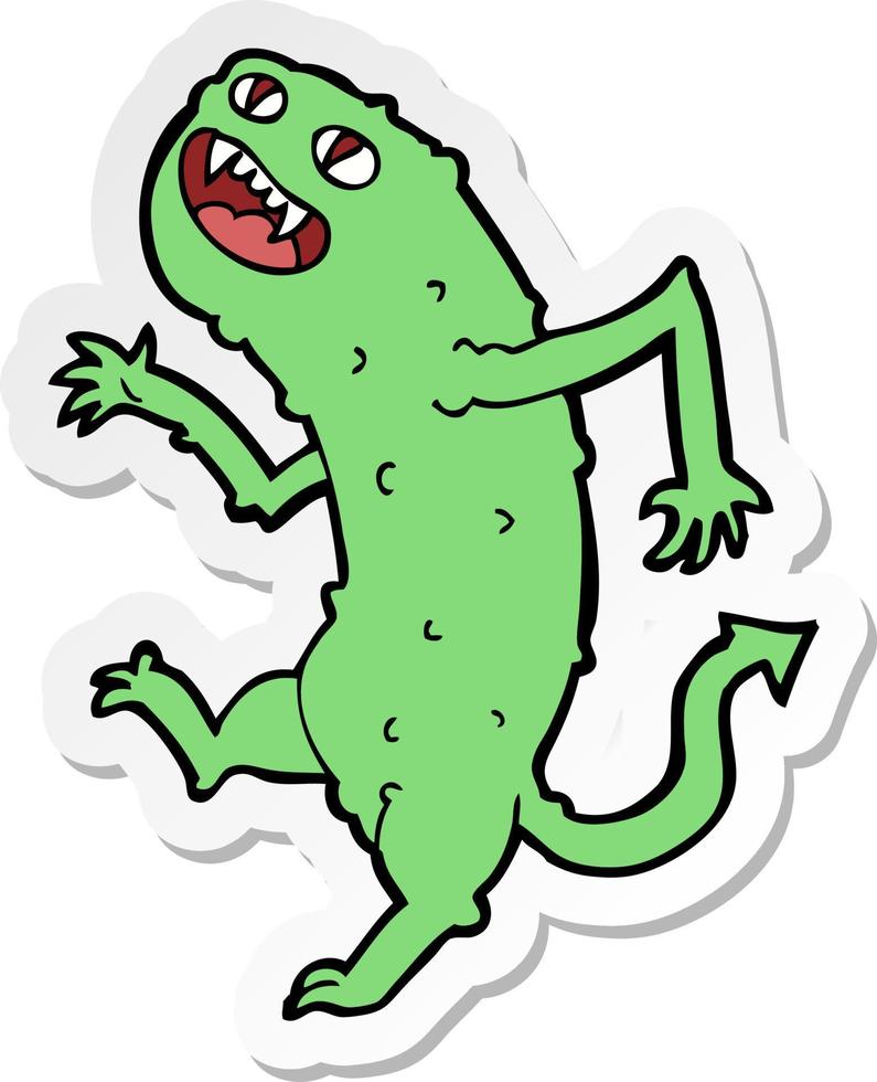 sticker of a cartoon monster vector