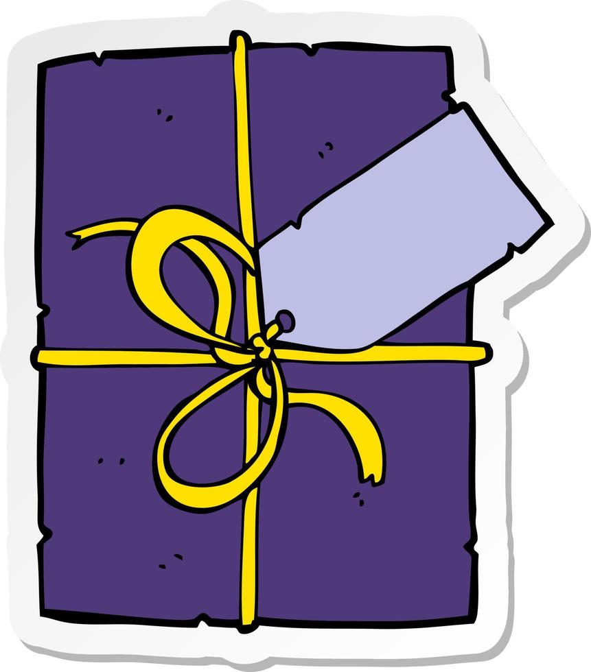 sticker of a cartoon wrapped present vector