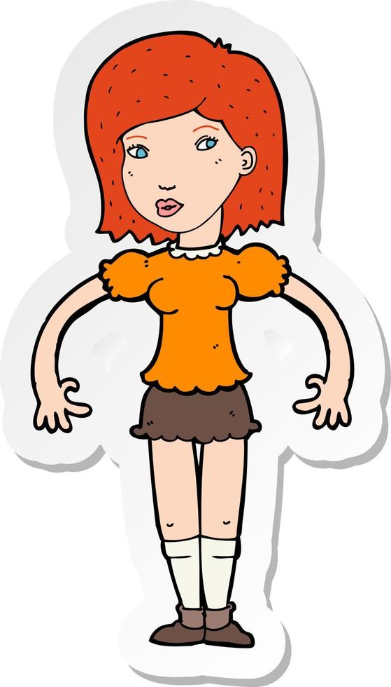 sticker of a cartoon woman looking sideways vector