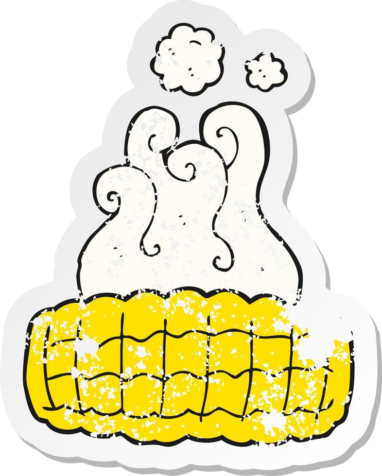 retro distressed sticker of a cartoon corn cob vector