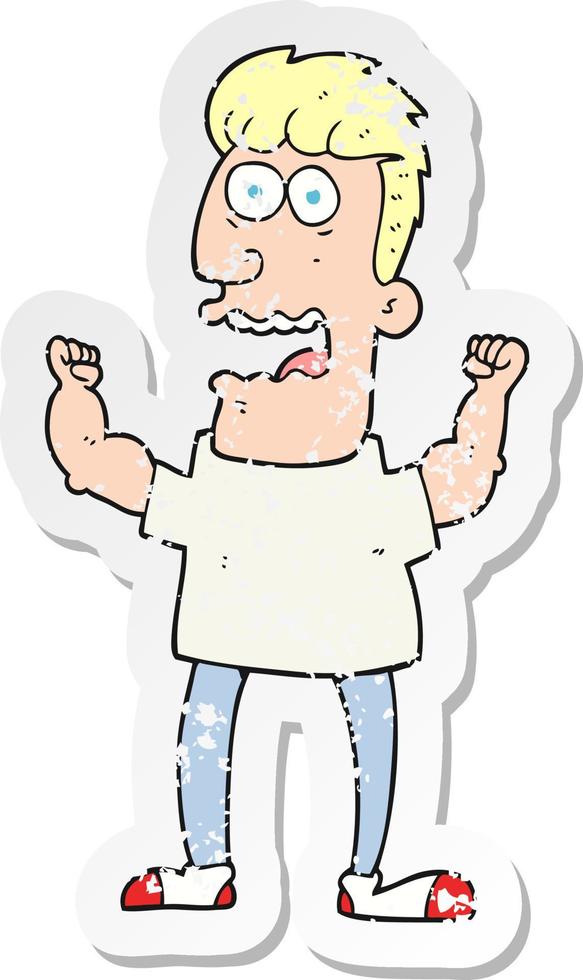 retro distressed sticker of a cartoon stressed man vector