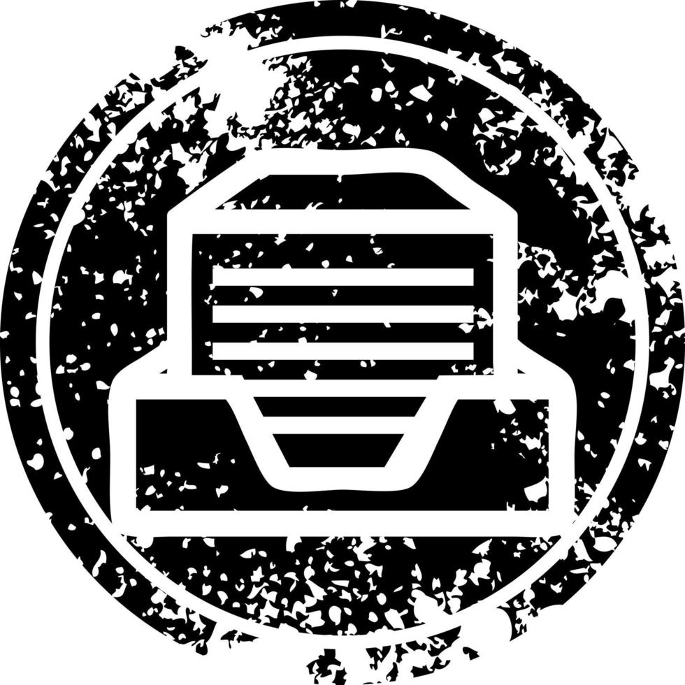 office paper stack distressed icon vector