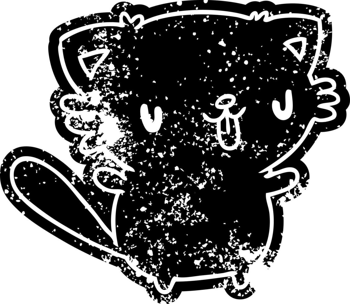 grunge, icono, de, lindo, kawaii, gato vector