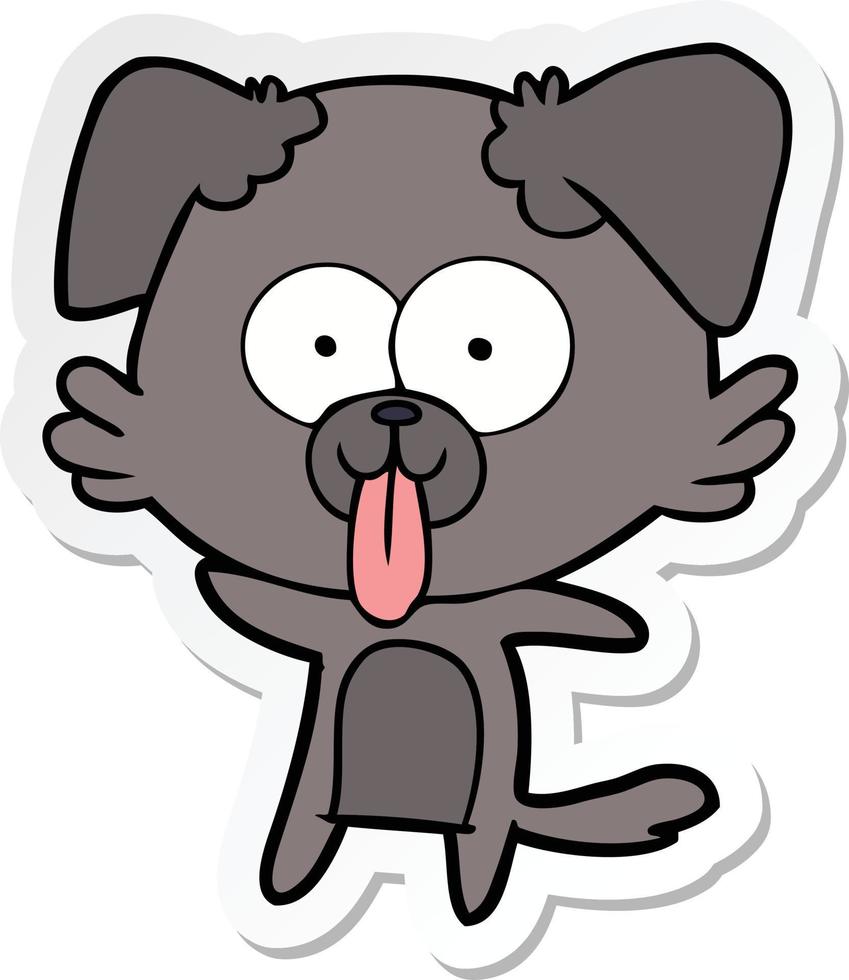 sticker of a cartoon dog with tongue sticking out vector