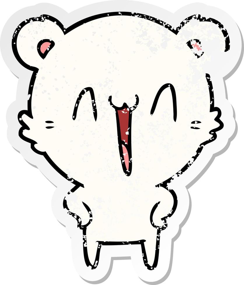 distressed sticker of a happy polar bear cartoon vector