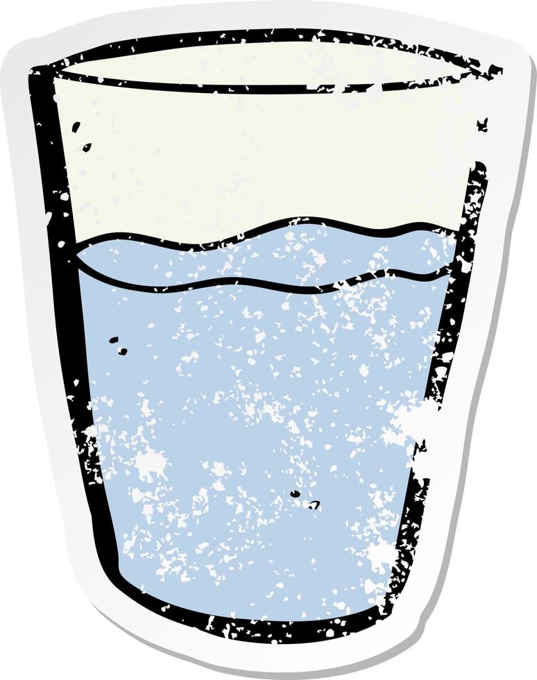 distressed sticker of a cartoon glass of water vector