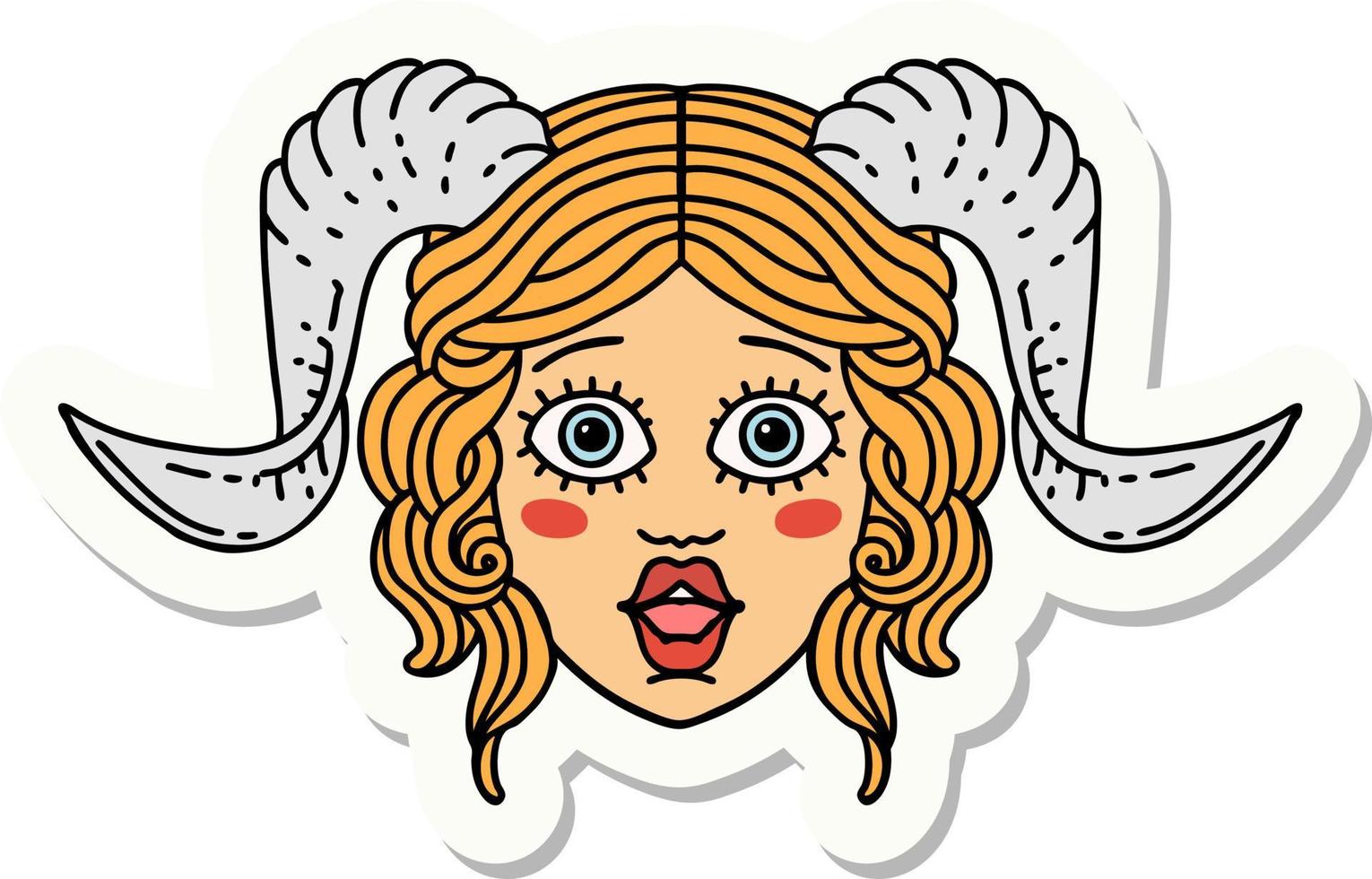 sticker of a tiefling character face vector