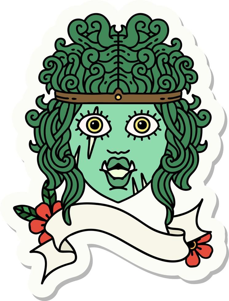 sticker of a orc barbarian character face vector