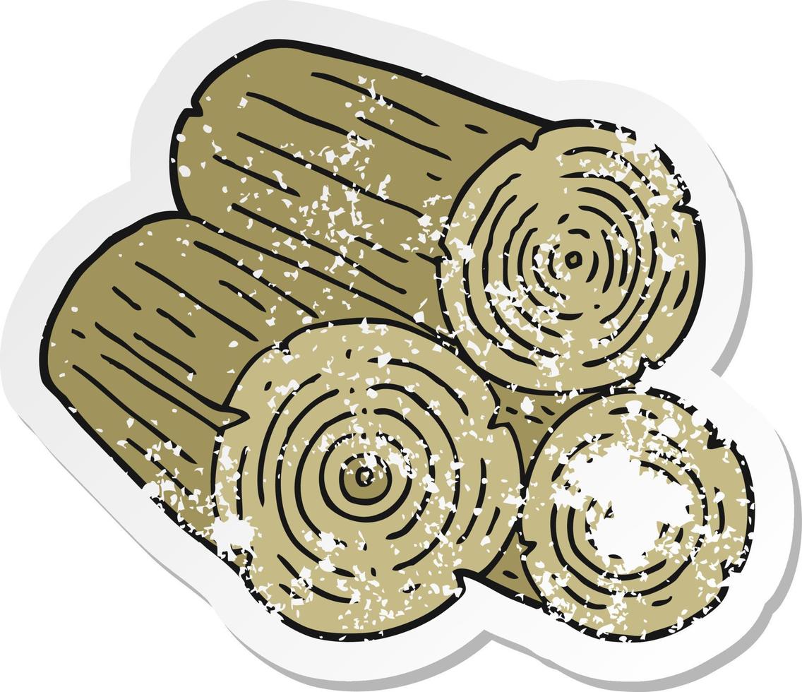 retro distressed sticker of a cartoon logs vector