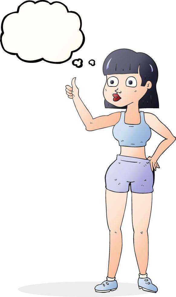 freehand drawn thought bubble cartoon gym woman vector