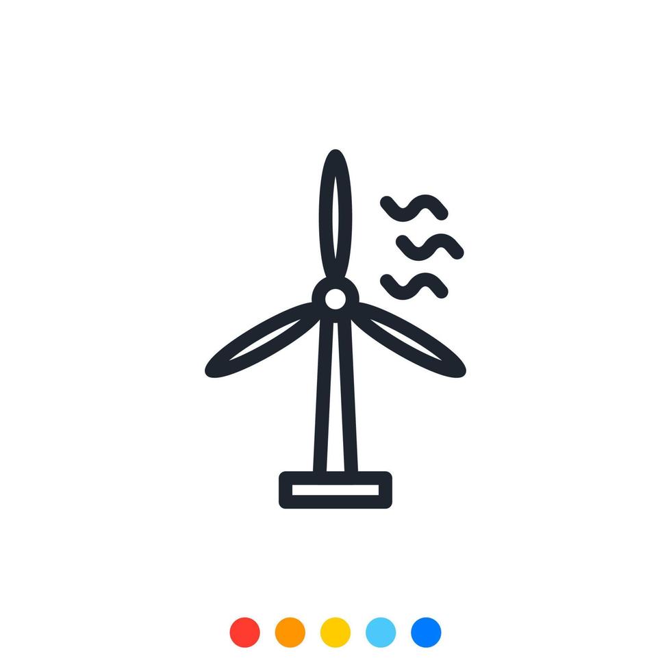icono de turbina eólica, turbina eólica para electricidad, vector. vector