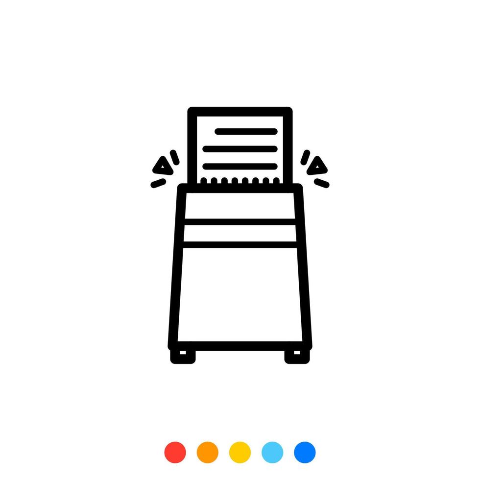 icono, vector e ilustración de la trituradora de papel.