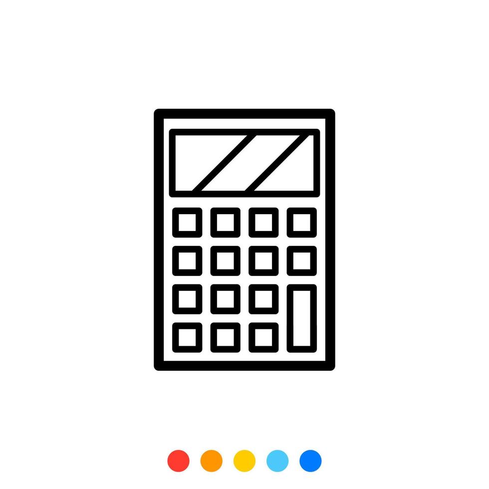 Portable calculator icon, Vector and Illustration.