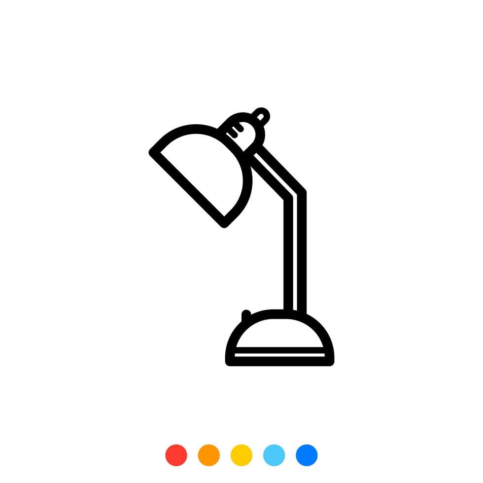 Desk lamp icon, Vector and Illustration.