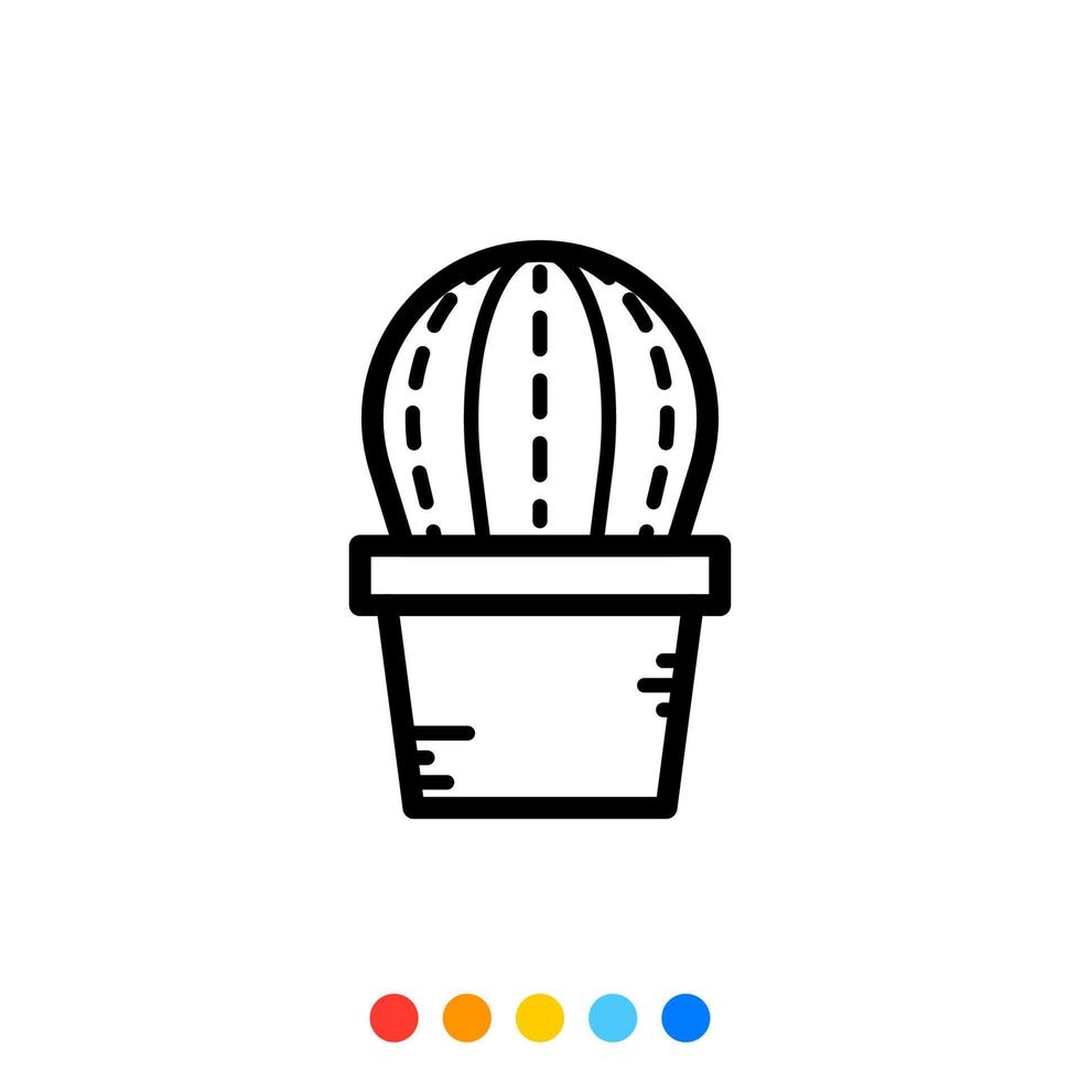 icono de cactus minimalista, vector e ilustración.