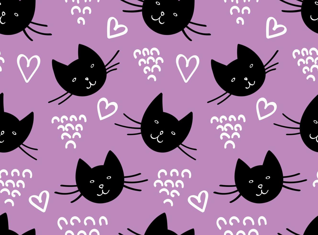 Funny seamless pattern with cats faces vector