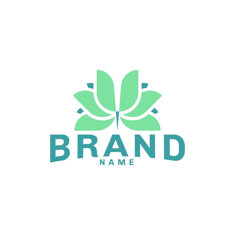 Peacock flower logo brand identity vector