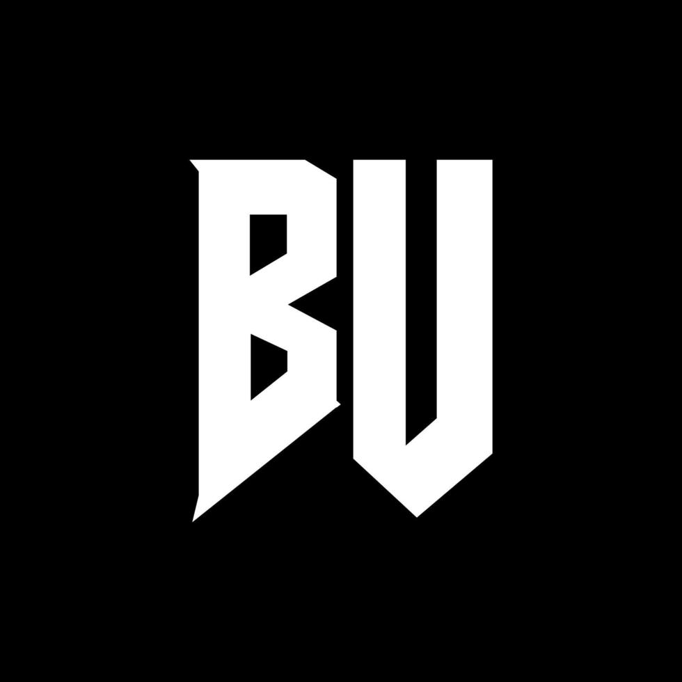 BU Letter Logo Design. Initial letters BU gaming's logo icon for technology companies. Tech letter BU minimal logo design template. BU letter design vector with white and black colors. BU