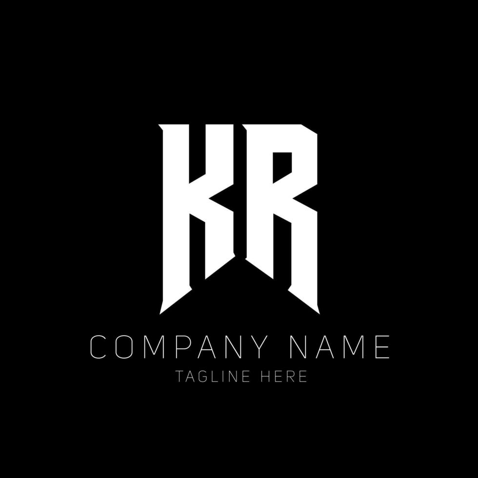 diseño del logotipo de la letra kr. letras iniciales del icono del logotipo de kr gaming para empresas de tecnología. plantilla de diseño de logotipo mínimo tech letter kr. vector de diseño de letras kr con colores blanco y negro. kr