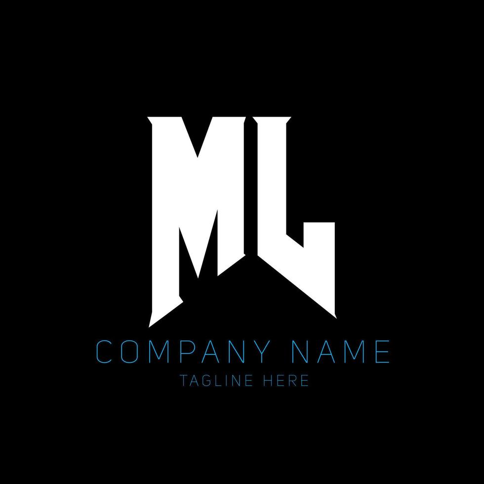 ML Letter Logo Design. Initial letters ML gaming's logo icon for technology companies. Tech letter ML minimal logo design template. ML letter design vector with white and black colors. ML