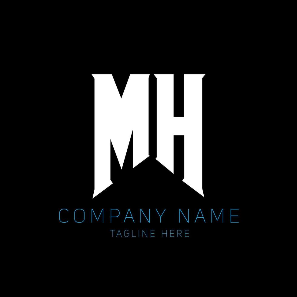 MH Letter Logo Design. Initial letters MH gaming's logo icon for technology companies. Tech letter MH minimal logo design template. MH letter design vector with white and black colors. MH