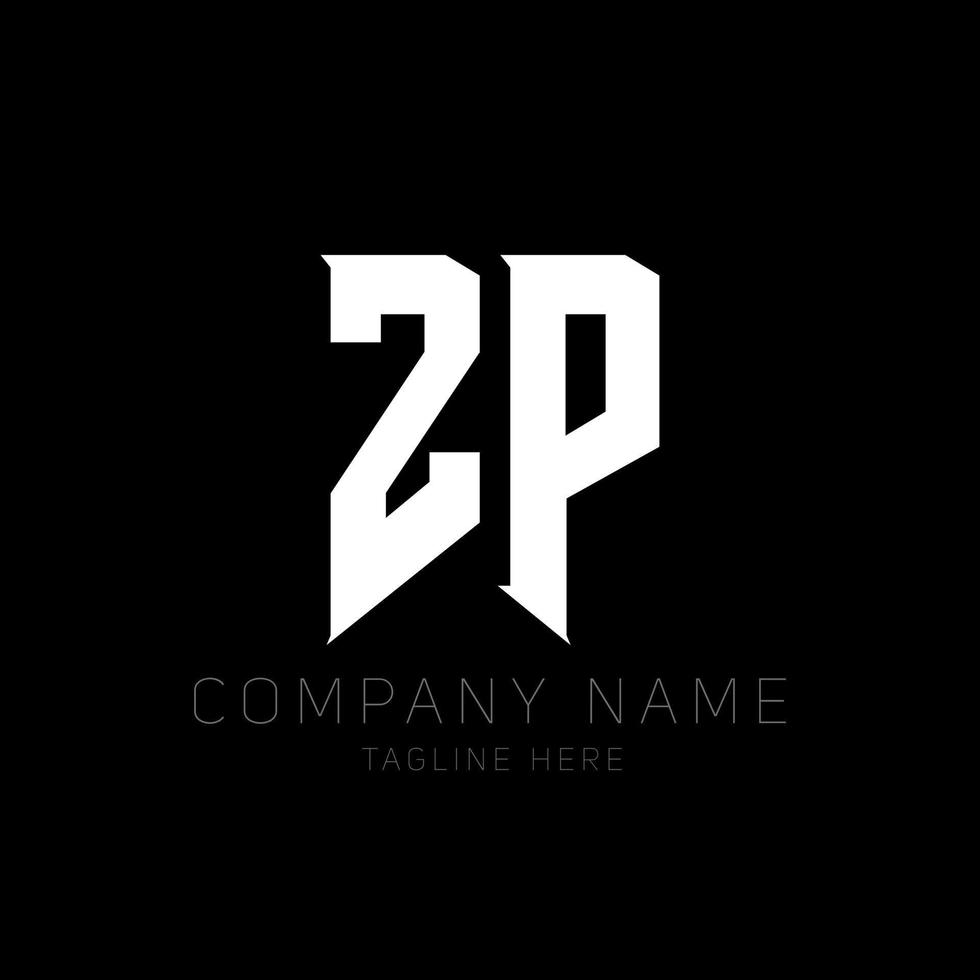 diseño del logotipo de la letra zp. letras iniciales del icono del logotipo de zp gaming para empresas de tecnología. plantilla de diseño de logotipo mínimo tech letter zp. vector de diseño de letras zp con colores blanco y negro. zp, zp