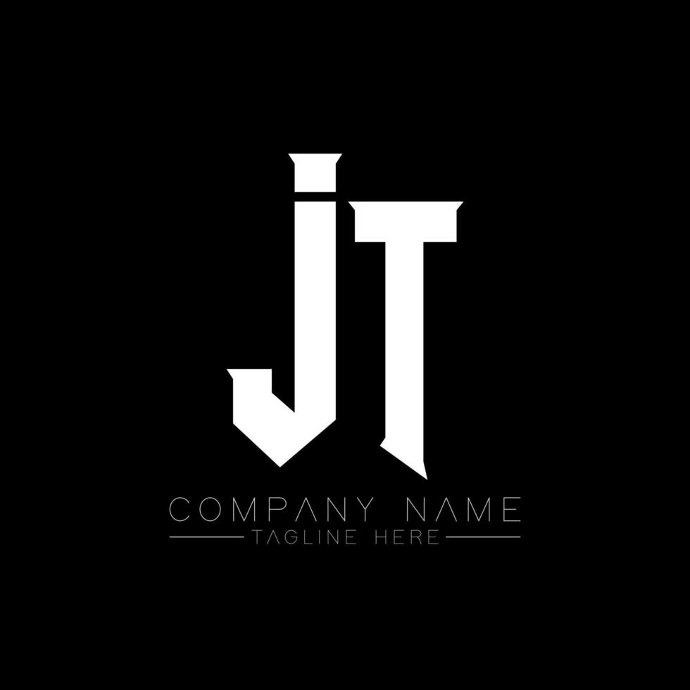 JT Letter Logo Design. Initial letters JT gaming's logo icon for technology companies. Tech letter JT minimal logo design template. JT letter design vector with white and black colors. JT