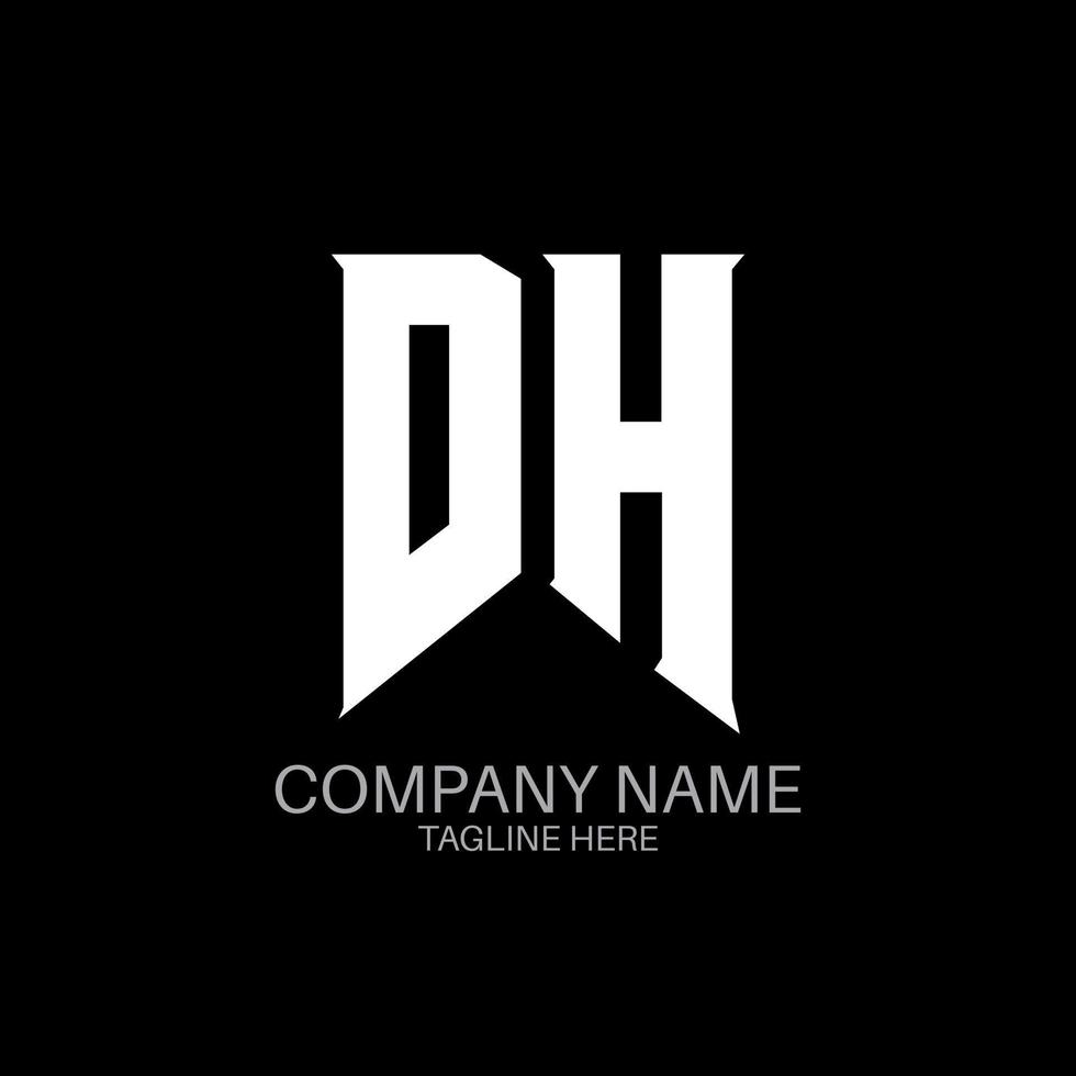 diseño del logotipo de la letra dh. letras iniciales del icono del logotipo de dh gaming para empresas de tecnología. plantilla de diseño de logotipo mínimo dh letter tech. vector de diseño de letras dh con colores blanco y negro. dh