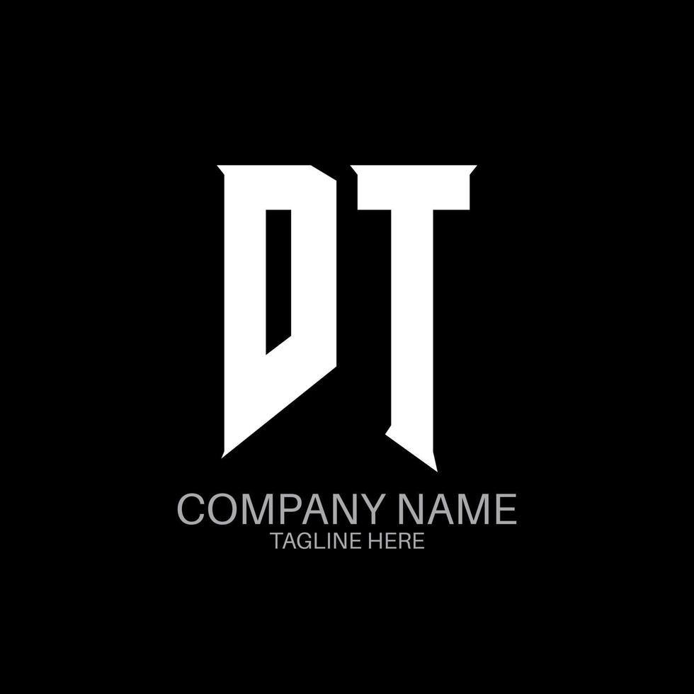 DT Letter Logo Design. Initial letters DT gaming's logo icon for technology companies. Tech letter DT minimal logo design template. DT letter design vector with white and black colors. DT