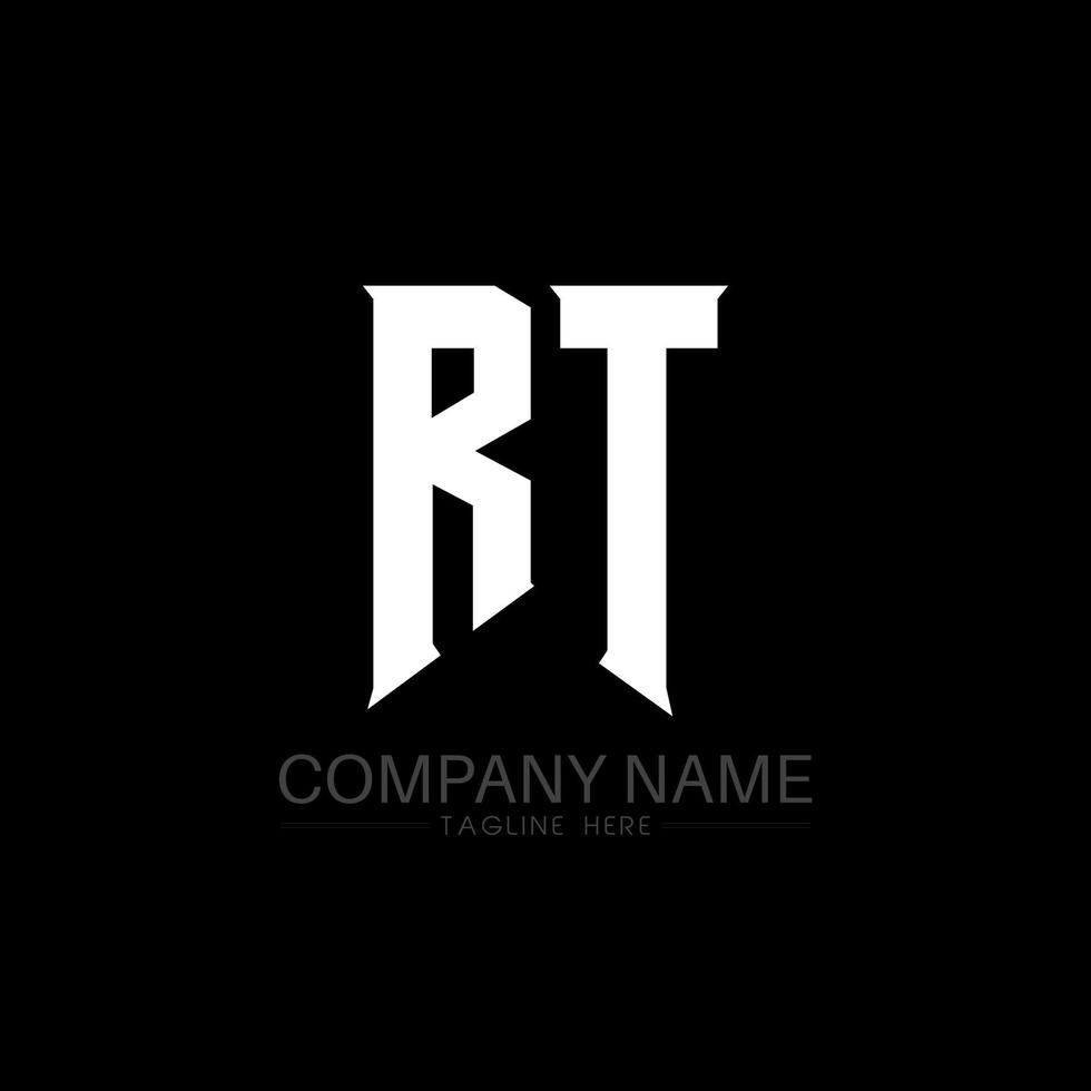 RT Letter Logo Design. Initial letters RT gaming's logo icon for technology companies. Tech letter RT minimal logo design template. RT letter design vector with white and black colors. RT