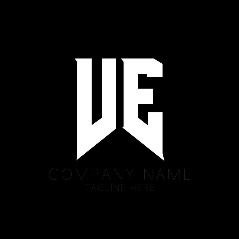 VE Letter Logo Design. Initial letters VE gaming's logo icon for technology companies. Tech letter VE minimal logo design template. V E letter design vector with white and black colors. ve, v e