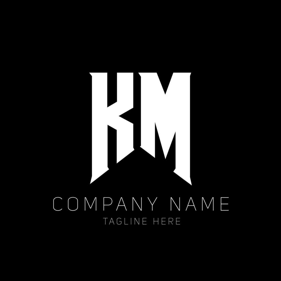 KM Letter Logo Design. Initial letters KM gaming's logo icon for technology companies. Tech letter KM minimal logo design template. KM letter design vector with white and black colors. KM