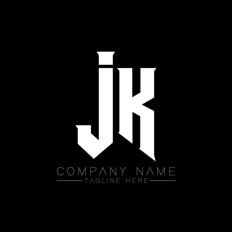 diseño del logotipo de la letra jk. Letras iniciales del icono del logotipo de jk gaming para empresas de tecnología. plantilla de diseño de logotipo mínimo tech letter jk. vector de diseño de letras jk con colores blanco y negro. jk