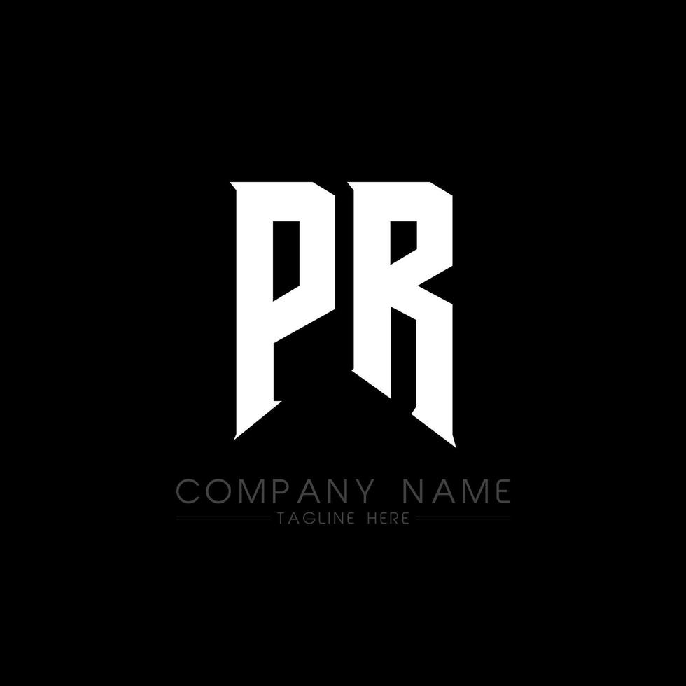 diseño de logotipo de carta pr. letras iniciales pr icono del logotipo de juegos para empresas de tecnología. plantilla de diseño de logotipo mínimo de letra técnica pr. vector de diseño de carta pr con colores blanco y negro. relaciones públicas